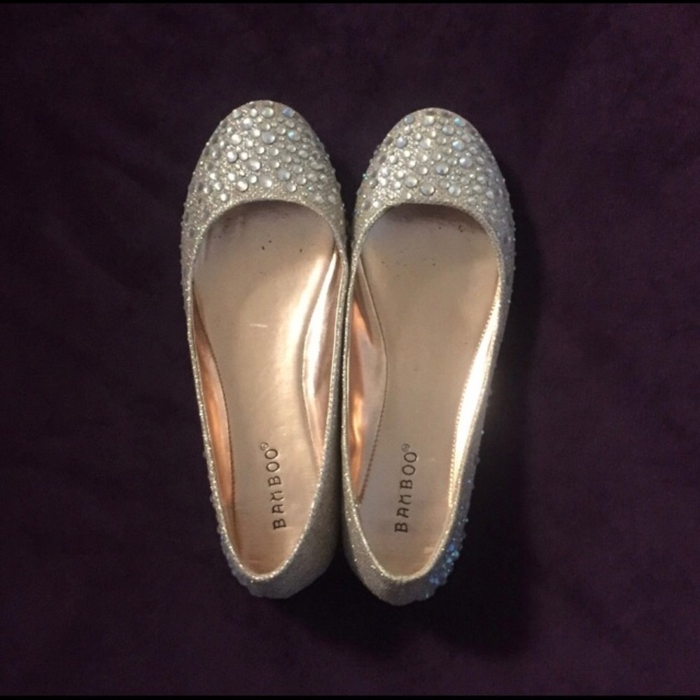 BAMBOO Silver Studded Flats